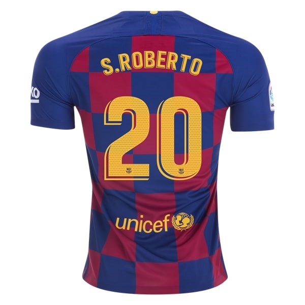 Camiseta Barcelona NO.20 S.Roberto Replica Primera Ropa 2019/20 Azul Rojo